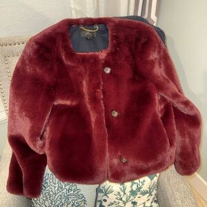 J. Crew Rich Burgundy Teddy Jacket